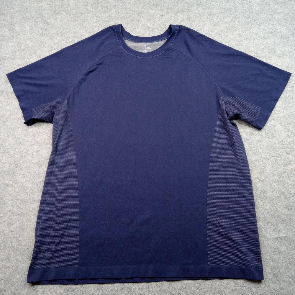 Fabletics Shirt Mens 2XL Navy Performance Athletic Raglan Mesh Short Sleeve